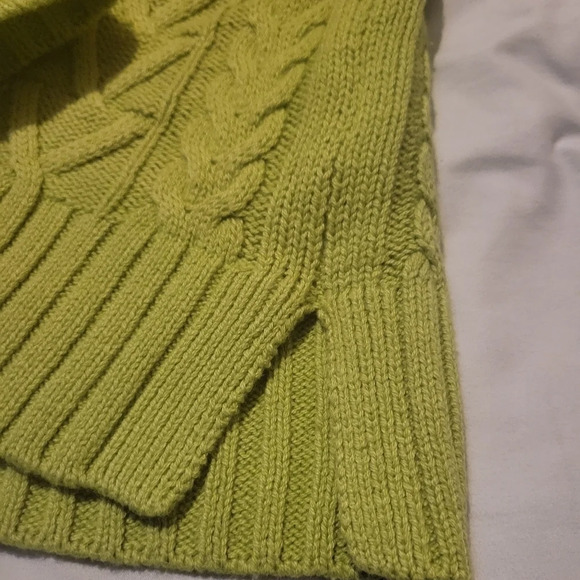 SALE! NWT Alison Sheri Green Cable Knit Turtleneck Sweater, Size Small. - Picture 6 of 7